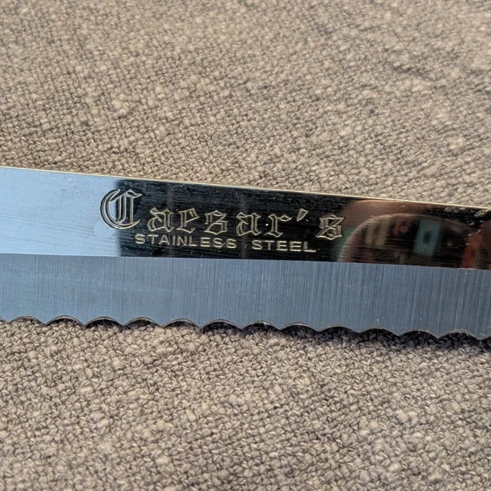 Caesar's Stainless Steel Serrated Bread Knife Triple Rivet Wood Handle